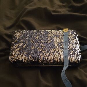 Sequin Clutch Bag - Black and Silver